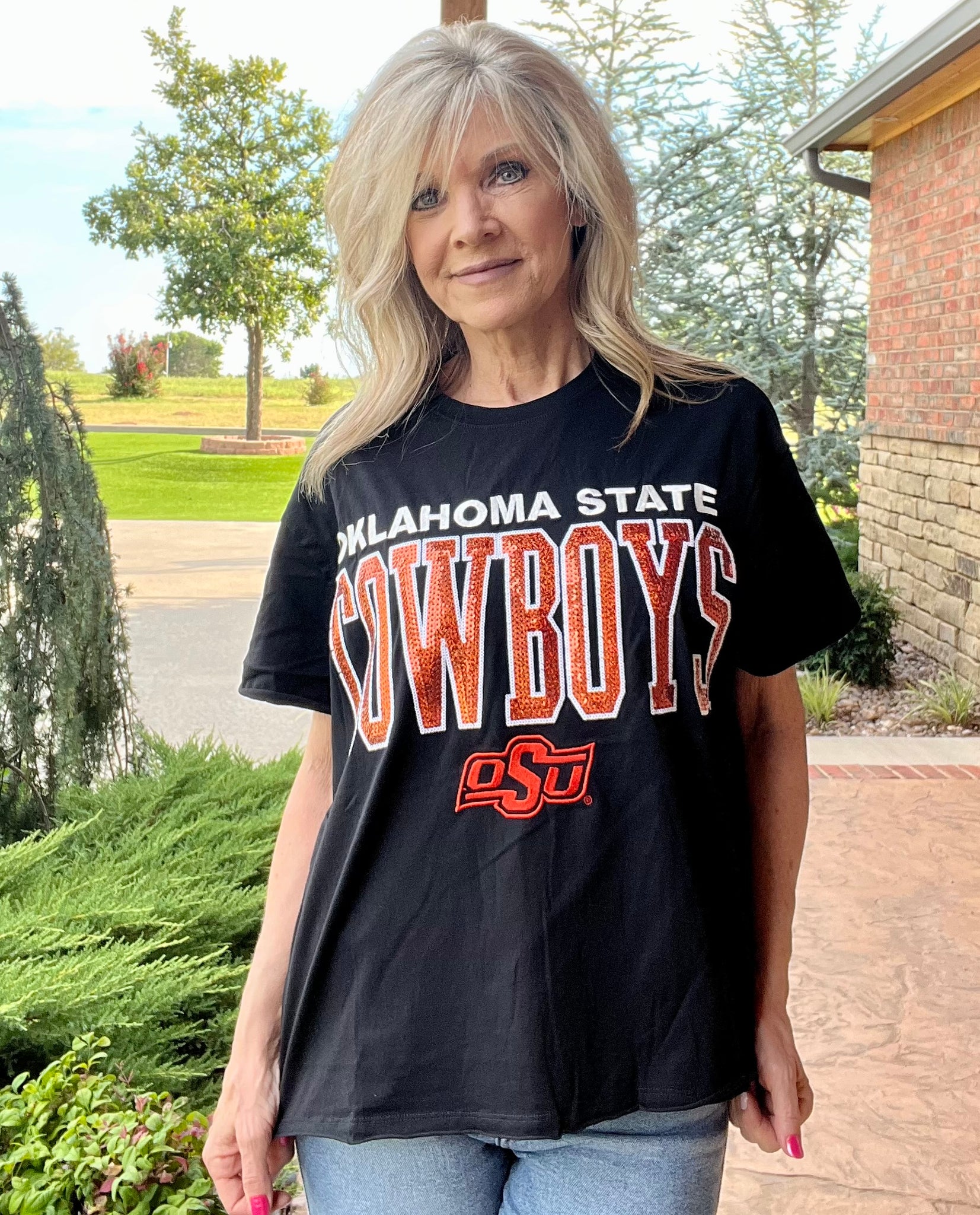 BB Cowboys Sequin Graphic Top