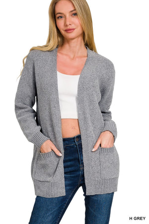 Zenana Melange Sweater Cardigan