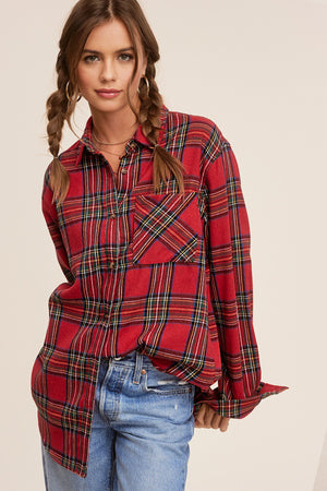 Ruby Plaid Flannel Top