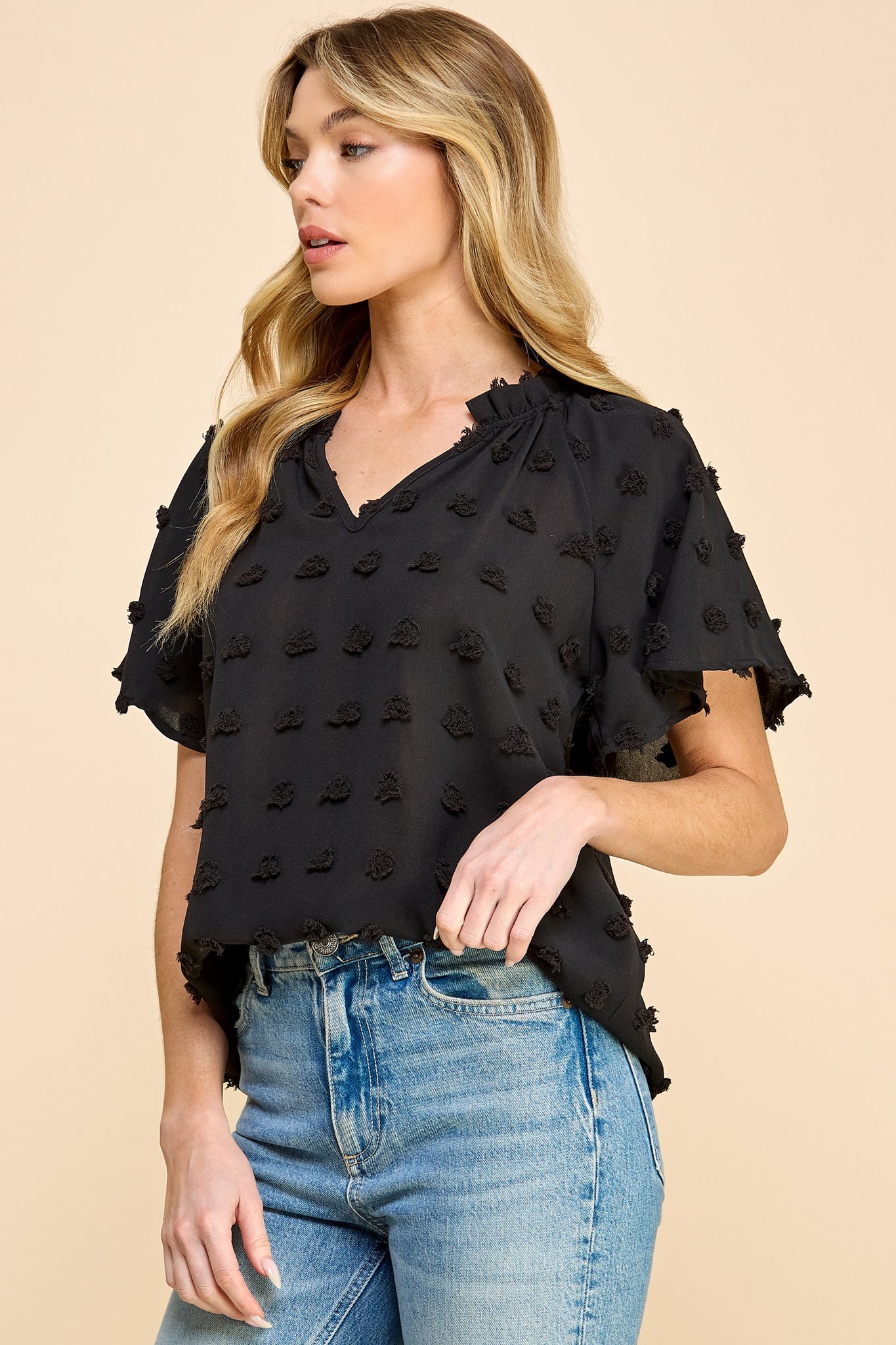 Sassy Swiss Dot Textured Top