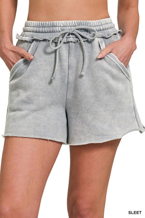 Acid Wash Fleece Pocket Shorts