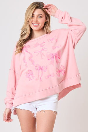 Bow Print Mineral Wash Top