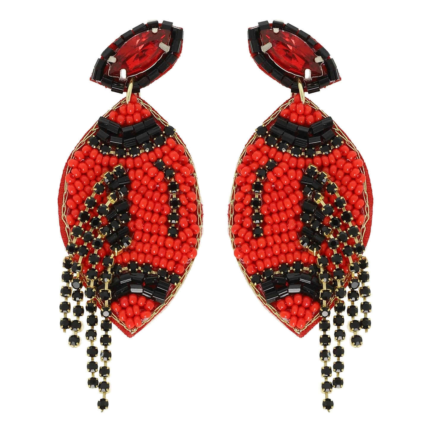 Football Crystal Seed Bead Earrings