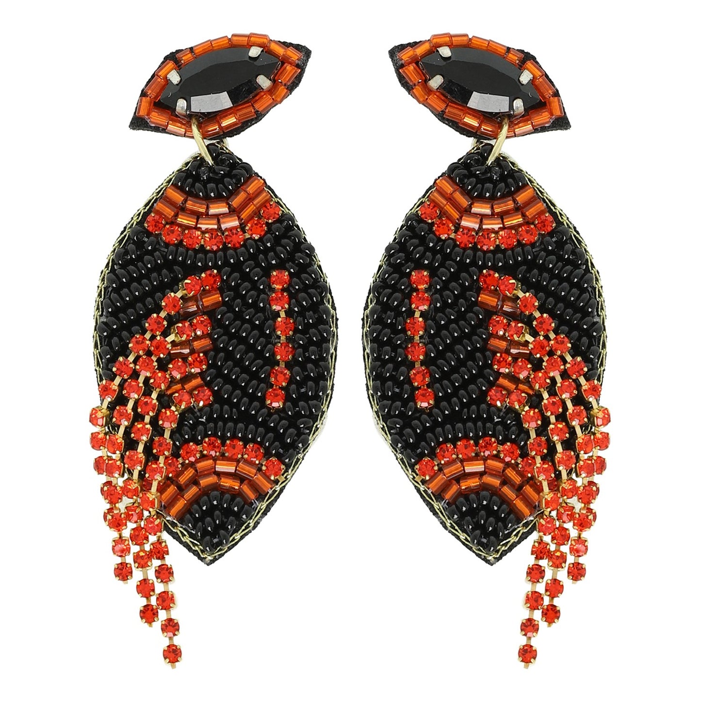 Football Crystal Seed Bead Earrings