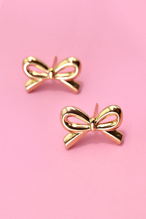 Sleek Gold Bow Earrings