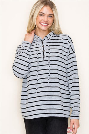 Striped Hoodie Top