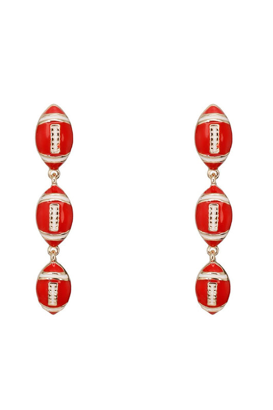 Triple Dangle Football Earrings