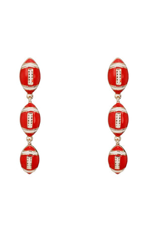 Triple Dangle Football Earrings