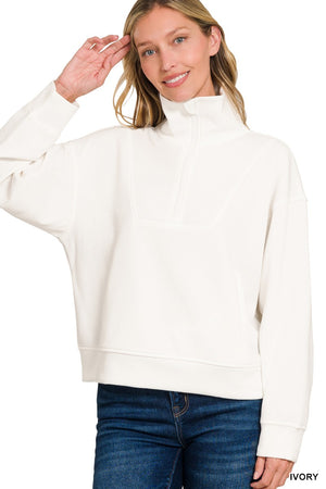 Zenana Scuba Crop Half Zip Pullover