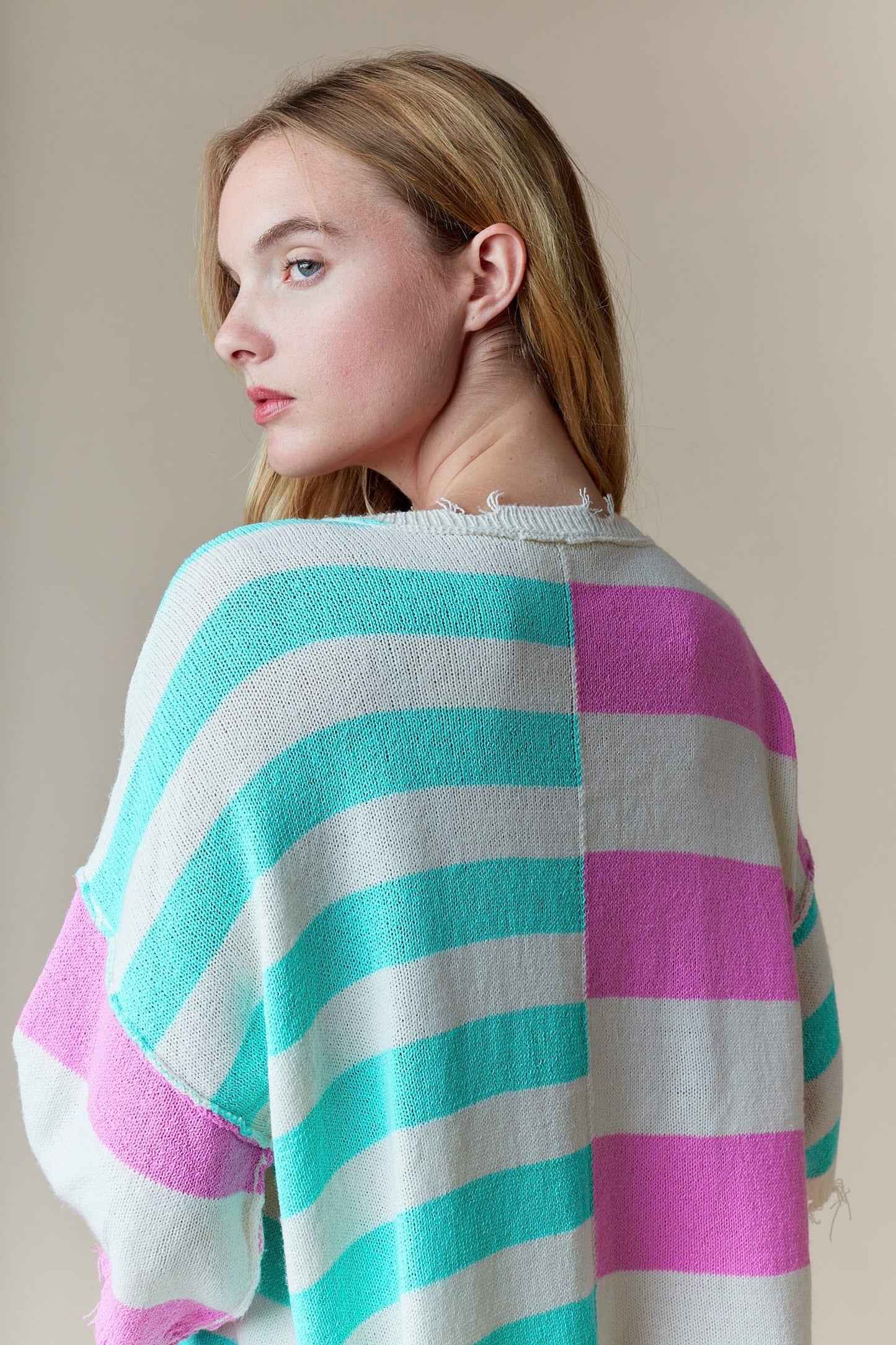 Bold Edgy Stripe Knit Sweater