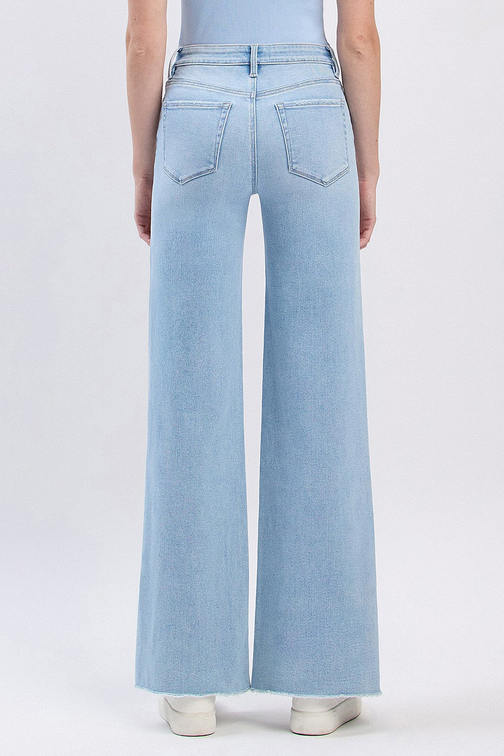 **Coming Soon**High Rise Raw Hem Wide Leg Denim