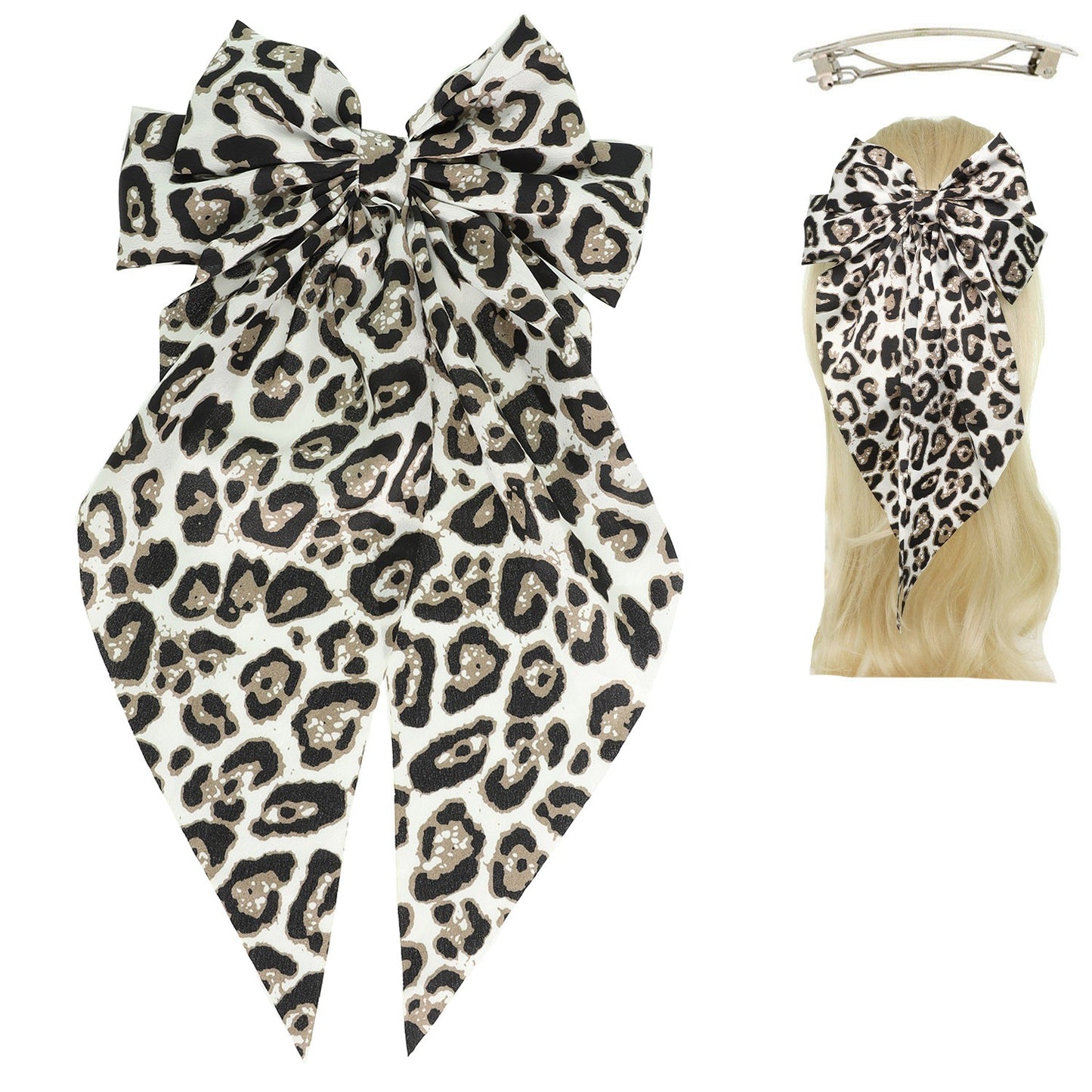 Silky Leopard Hair Bow