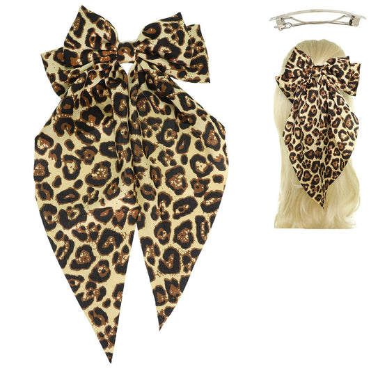 Silky Leopard Hair Bow