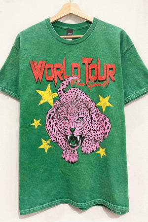 World Tour Leopard Mineral Washed Graphic Tee