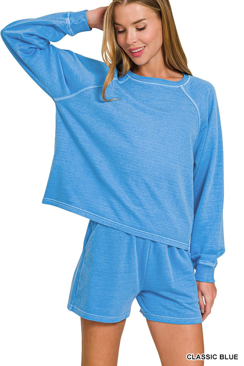 Zenana French Terry Enzyme Wash Short Set