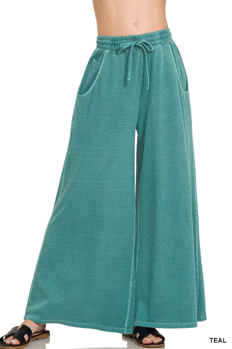 Zenana Frech Terry Enzyme Washed Pants