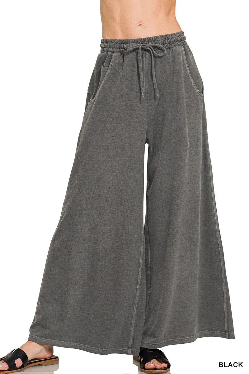 Zenana Frech Terry Enzyme Washed Pants