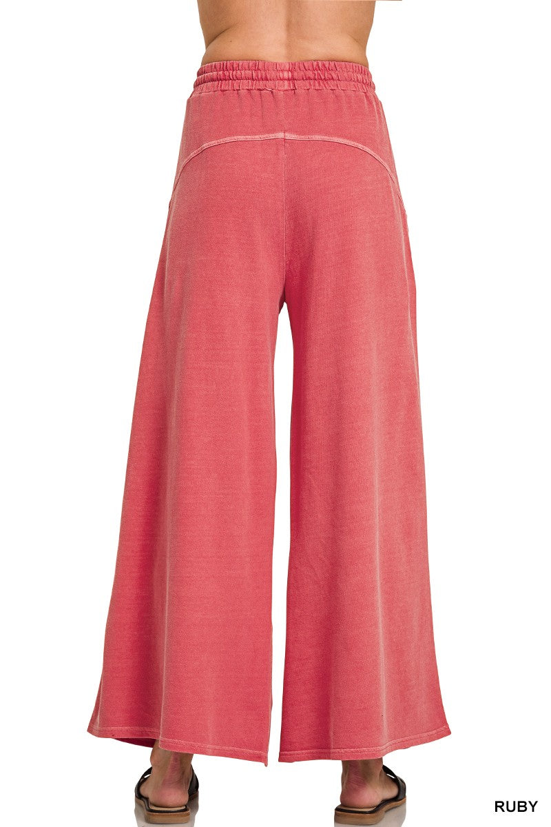 Zenana Frech Terry Enzyme Washed Pants