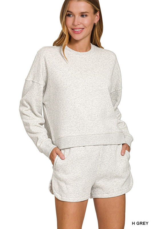 Zenana Fleece Sweatshirt/Short Sets