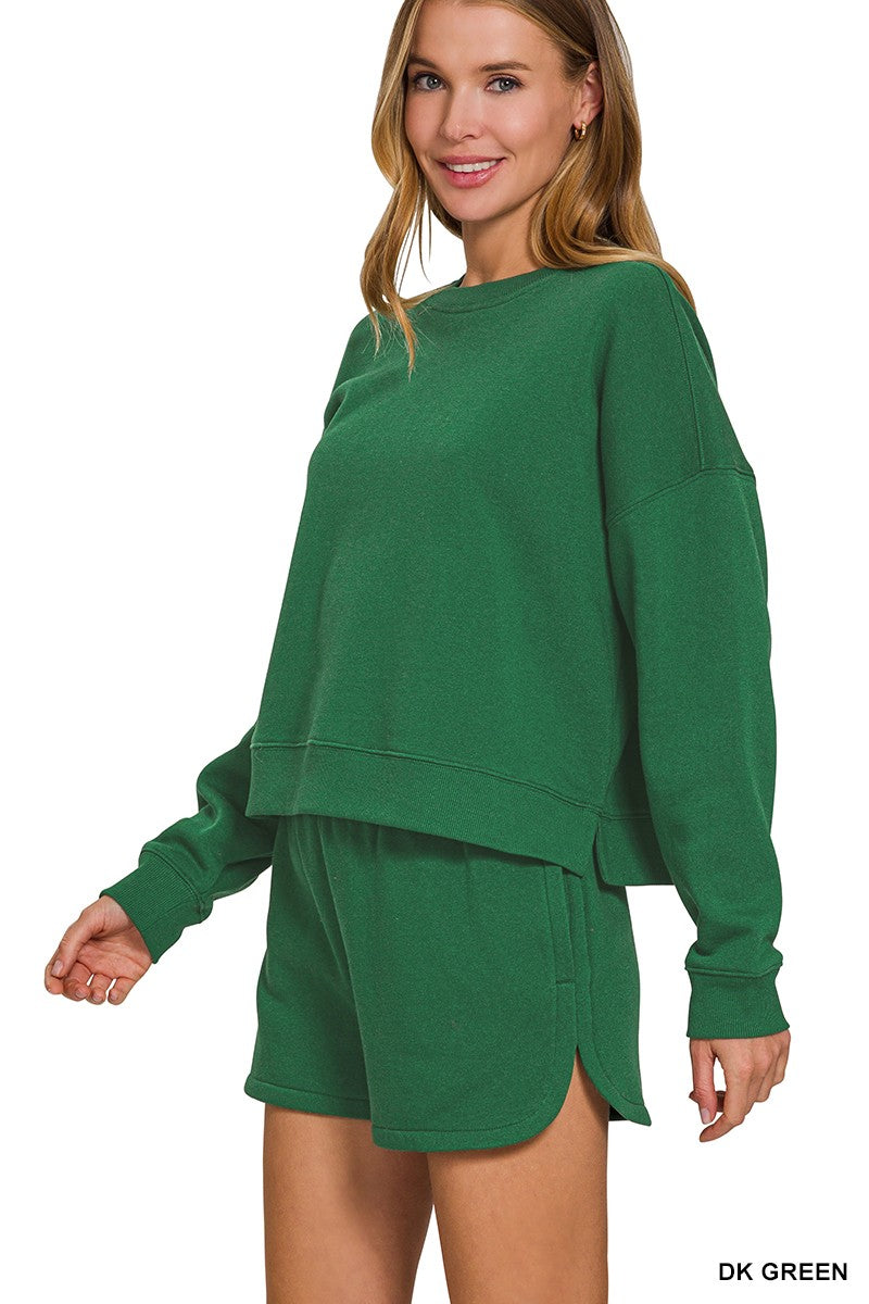 Zenana Fleece Sweatshirt/Short Sets