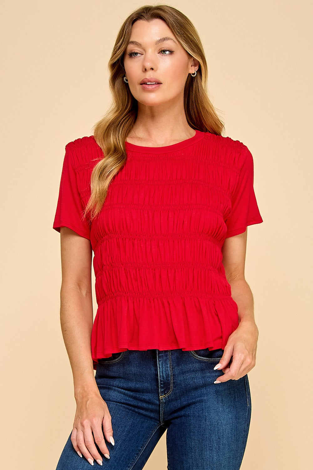 Skye Smocked Short Sleeve Top