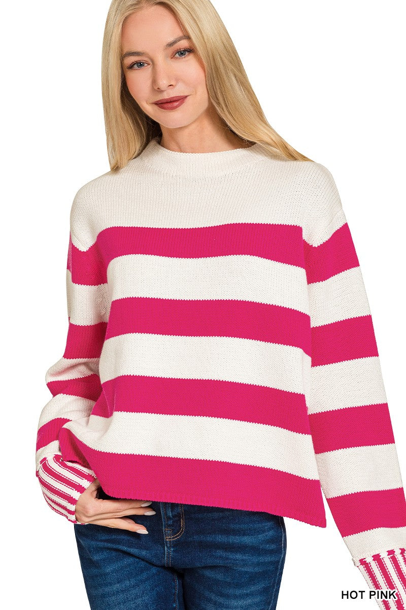 Zenana Multi Stripe Sweater
