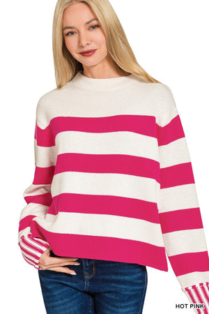 Zenana Multi Stripe Sweater