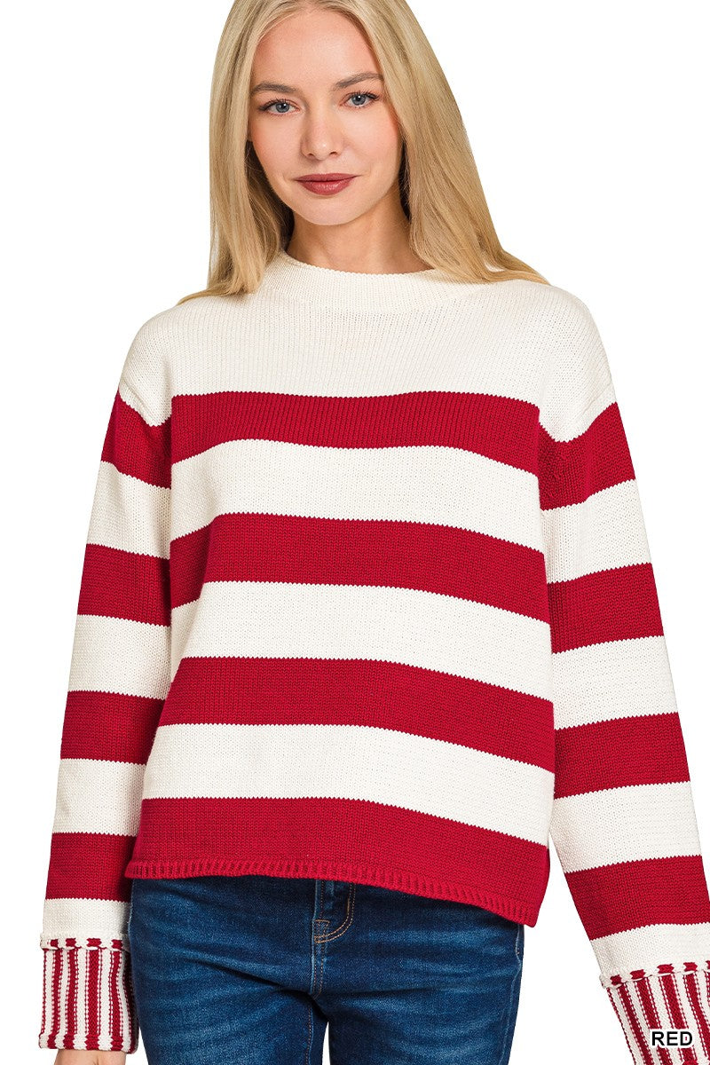 Zenana Multi Stripe Sweater