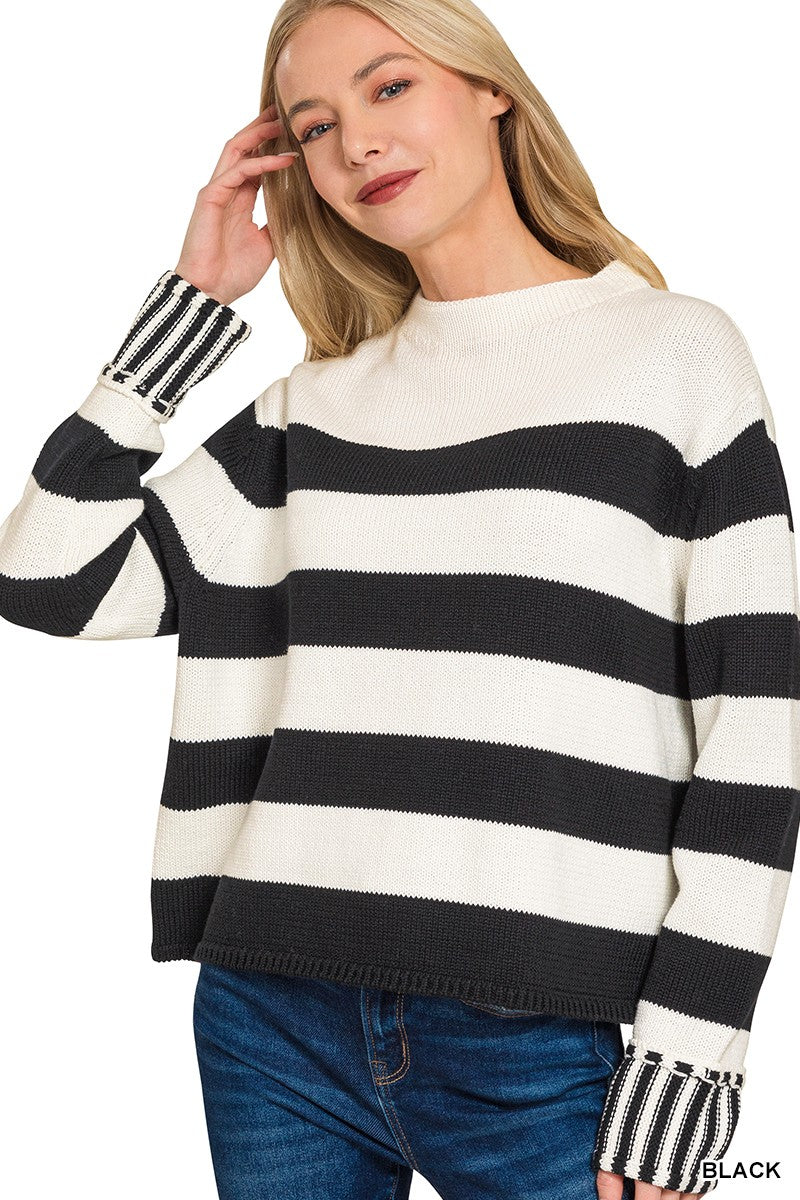 Zenana Multi Stripe Sweater