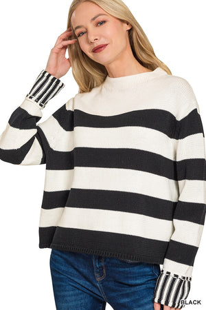 Zenana Multi Stripe Sweater
