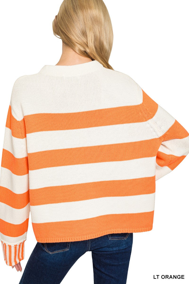 Zenana Multi Stripe Sweater