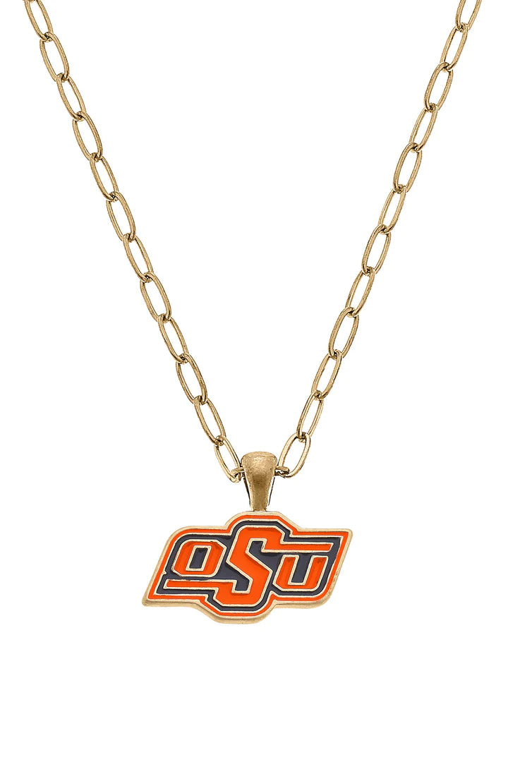 Oklahoma State Cowboys Enamel Pendant Necklace by Canvas Style