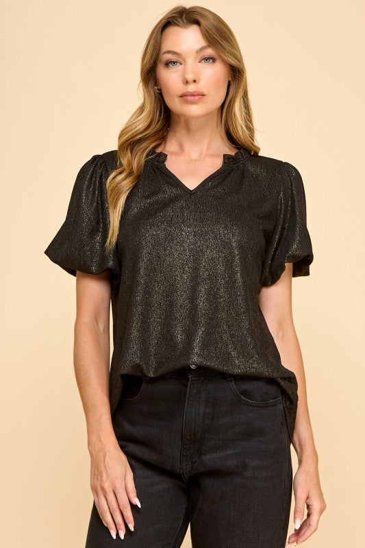 So Shiney Puff Short Sleeve Top
