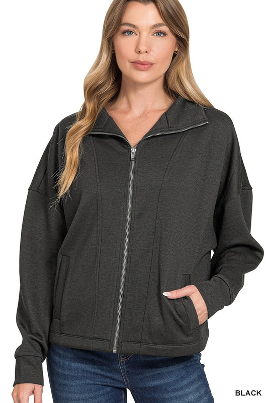 Zenana Scuba Full Zip Jacket