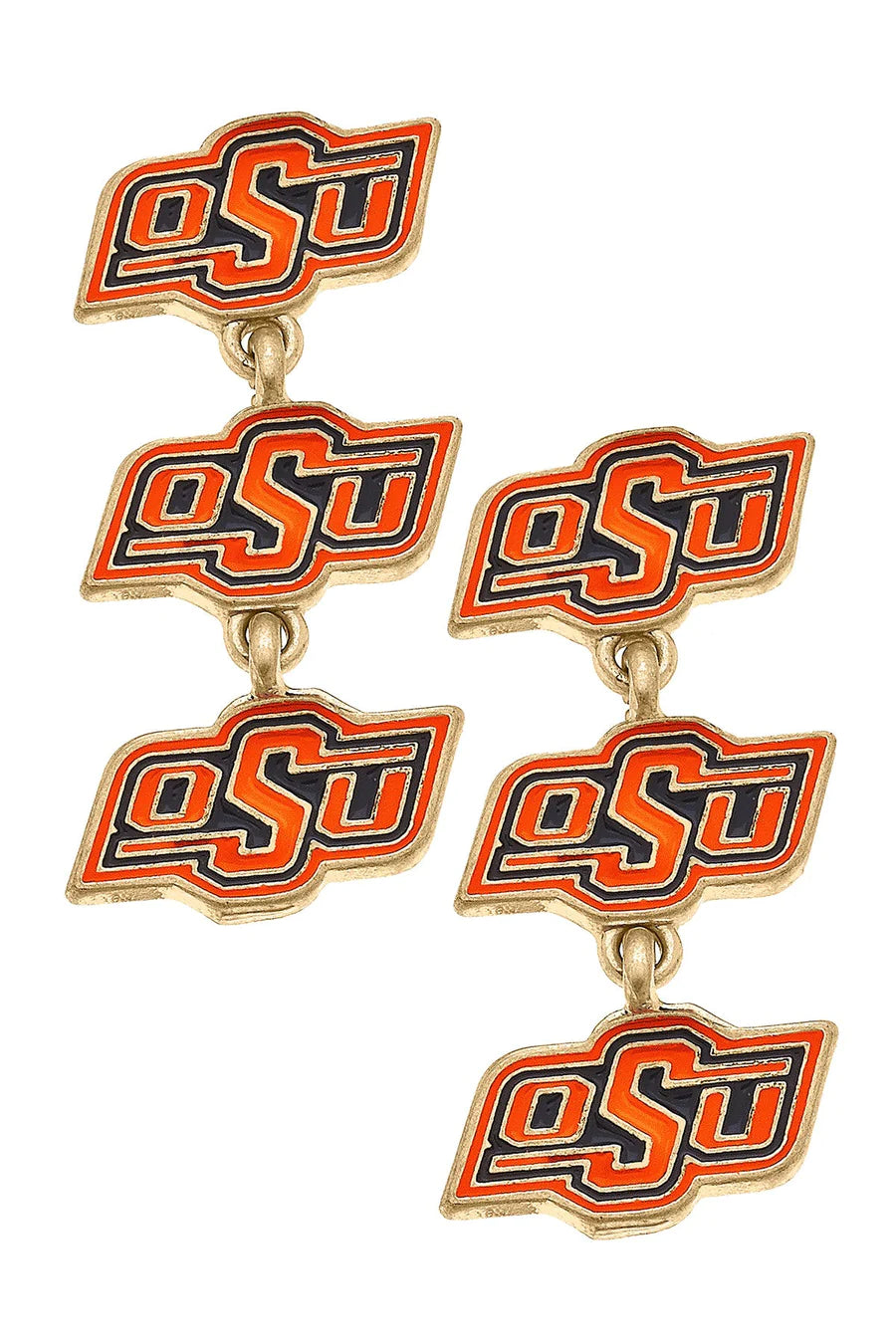 Oklahoma State Cowboys Triple Drop Enamel Earrings by Canvas Style