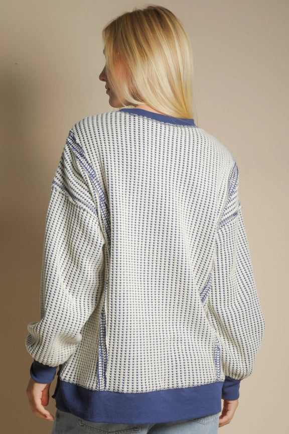 Oversized Waffle Knit Casual Top