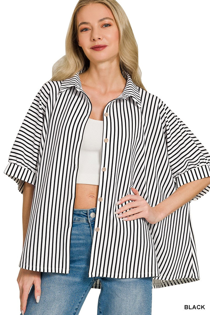 Zenana Oversized Button Down Top