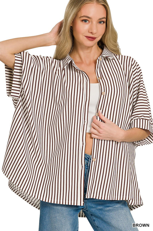 Zenana Oversized Button Down Top