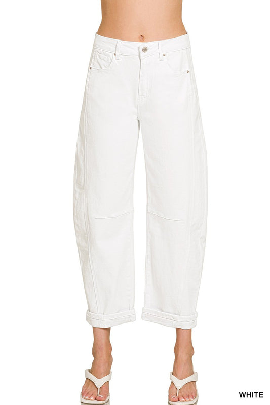Zenana Barrel Leg Cropped Denim