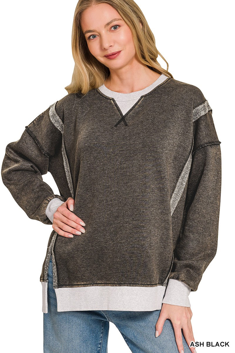Zenana Two Tone Crewneck Top