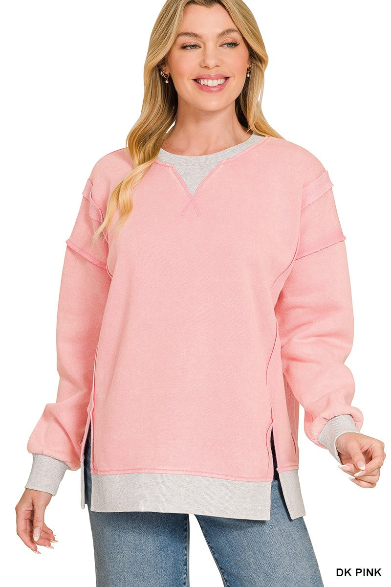 Zenana Two Tone Crewneck Top