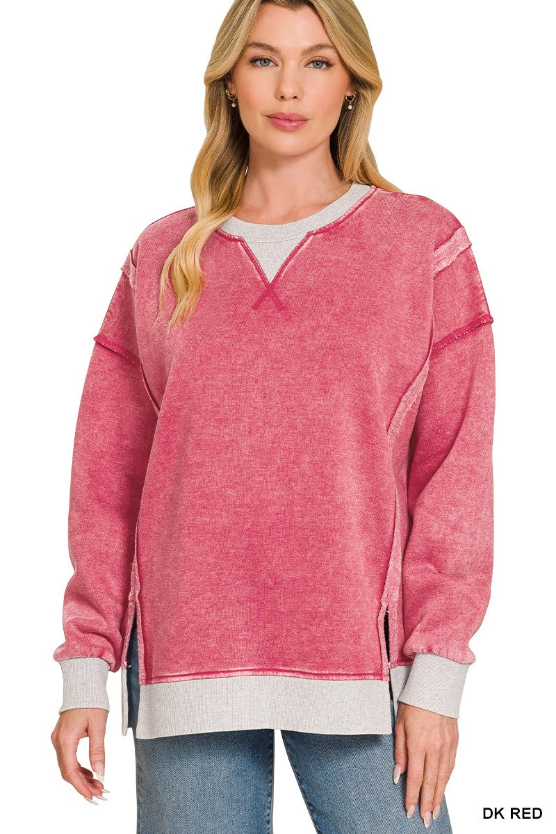 Zenana Two Tone Crewneck Top