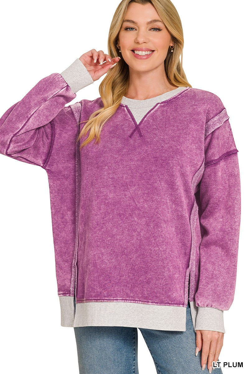 Zenana Two Tone Crewneck Top