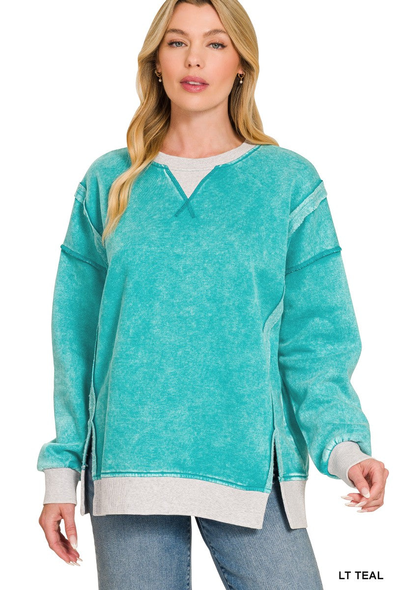 Zenana Two Tone Crewneck Top