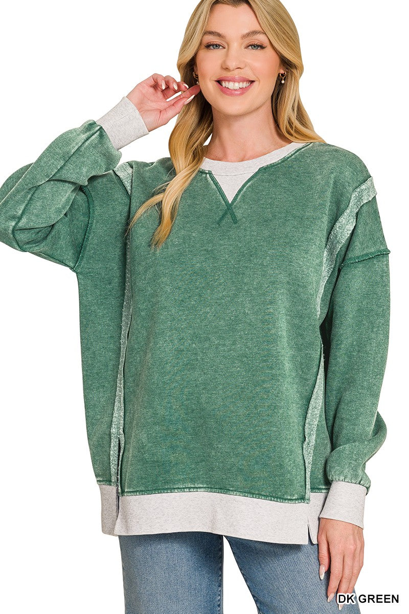 Zenana Two Tone Crewneck Top