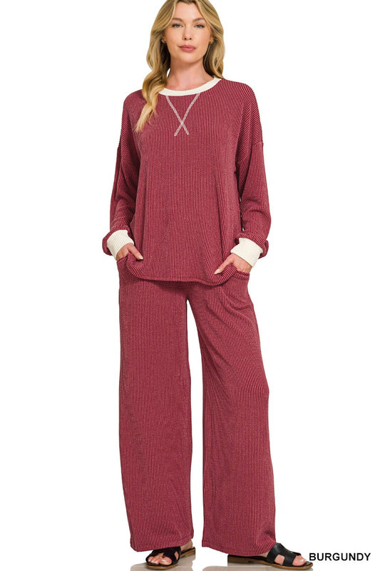 Zenana Raised Rib Trim Set