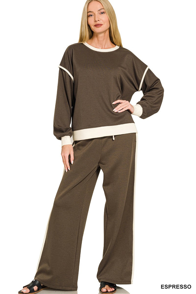 Zenana Scuba Contrast Trim Set
