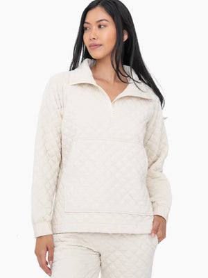 Quilted Jersey Pullover Top by Mono B