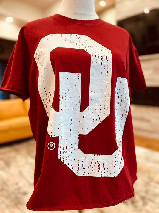 BB Big OU Crimson Oversized Graphic Tee