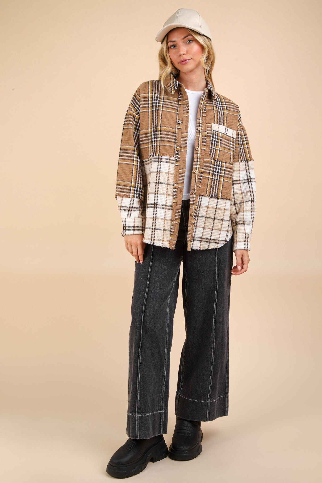 Mixed Plaid Oversized Shacket